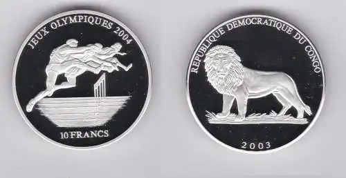 10 Francs Silbermünze Kongo Congo 2003 Olympische Spiele 2004 (137837)
