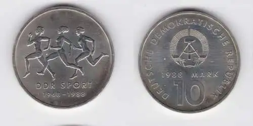 DDR Gedenk Münze 10 Mark 40 Jahre DDR Sport 1988 vz (136636)