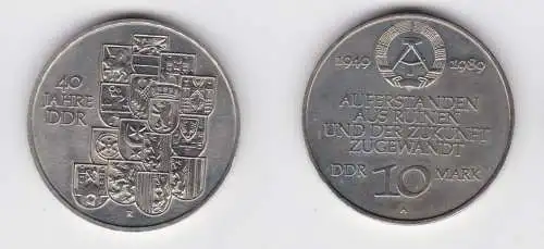 DDR Gedenk Münze 10 Mark 40.Jahrestag der DDR 1989 fast Stempelglanz (137090)