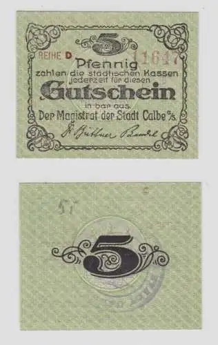 5 Pfennig Banknote Notgeld Stadt Calbe an der Saale 1919 (133441)