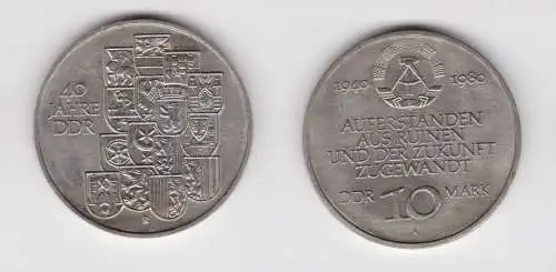 DDR Gedenk Münze 10 Mark 40.Jahrestag der DDR 1989 fast Stempelglanz (137183)