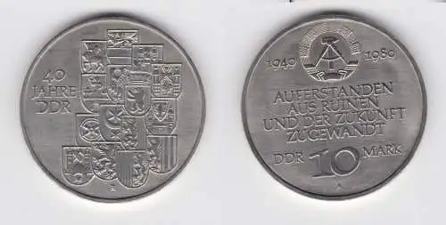 DDR Gedenk Münze 10 Mark 40.Jahrestag der DDR 1989 fast Stempelglanz (136643)