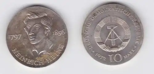 DDR Gedenk Silber Münze 10 Mark Heinrich Heine 1972 Stempelglanz (136894)