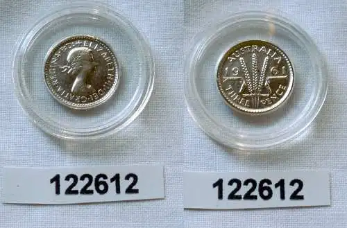 3 Pence Silber Münze Australien 1961 (122612)