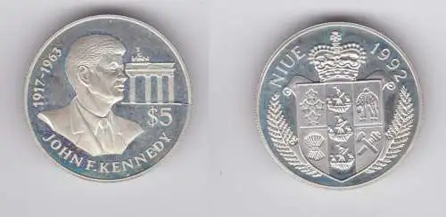 5 Dollar Silber Münze Niue 1992 John F. Kennedy (137829)