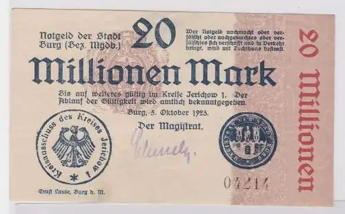 20 Millionen Mark Banknote Stadt Burg 5.10.1923 (121386)