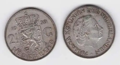 2 1/2 Gulden Silber Münze Niederland 1959 (101932)