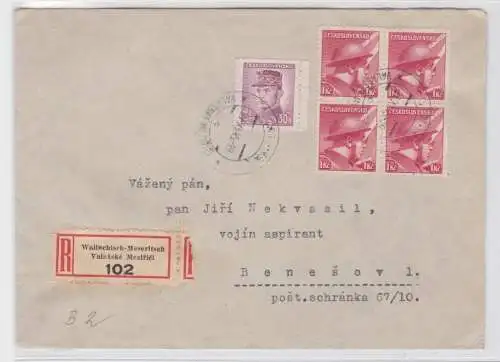 78455 Einschreiben Brief Wallachisch Meseritsch Tschechoslowakei 1945