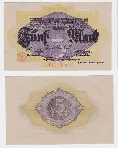 5 Mark Banknote Aushilfsschein Stadt Altona 2.11.1918 (121318)