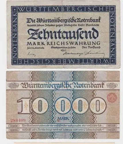 10000 Mark Banknote Württembergische Notenbank 20.2.1923 (121221)