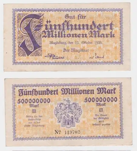 500 Millionen Mark Banknote Stadt Magdeburg 15.10.1923 (121595)