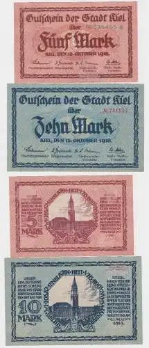 5 und 10 Mark Banknoten Notgeld Stadt Kiel 1918 (120595)