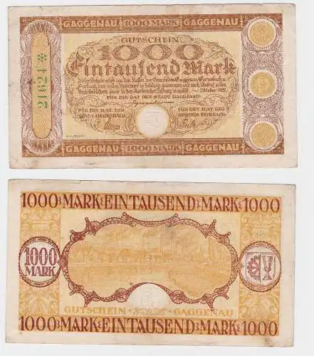 1000 Mark Banknote Stadt Gaggenau Oktober 1922 (121233)