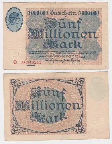 5 Millionen Mark Banknote Inflation Hamborn August Thyssen Hütte 1923 (115323)