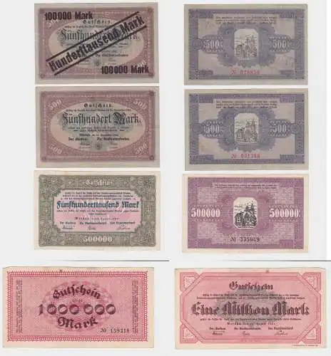 4 Banknoten Inflation Stadt Werdau 1923 (121506)