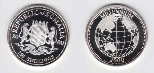 150 Shillings Silber Münze Republik Somalia 2000 Millenium (105086)