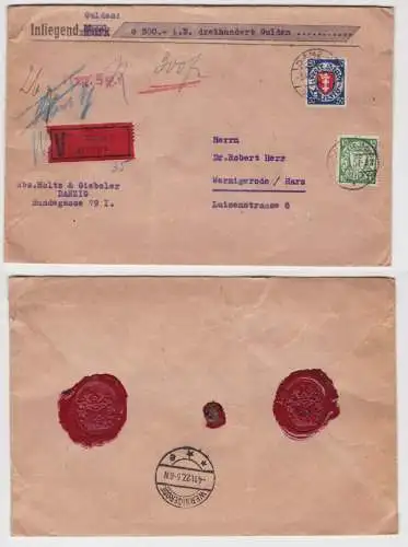 97780 seltener Wert Brief Danzig nach Wernigerode 4.11.1927