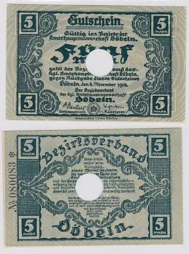 5 Mark Banknote Notgeld Amtshauptmannschaft Döbeln 8.11.1918 (121198)