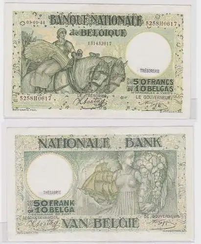 50 Franc Banknote Belgien 03.01.1944 fast kassenfrisch (121483)