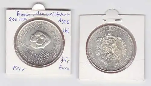 200 Soles Silber Münze Peru 1975 Pioniere der Luftfahrt 1910-1941 (107576)