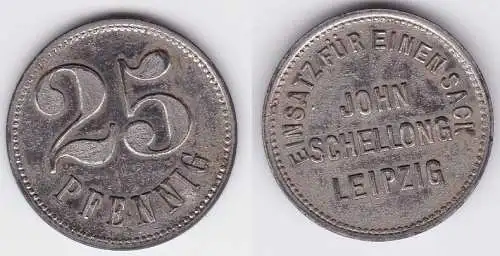 25 Pfennig Zink Wertmarke John Schellong Leipzig Einsatz für einen Sack (121990)