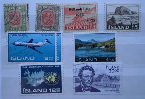 Kleine alte Briefmarken Sammlung Island mit 9 Marken ab 1910 (119550)