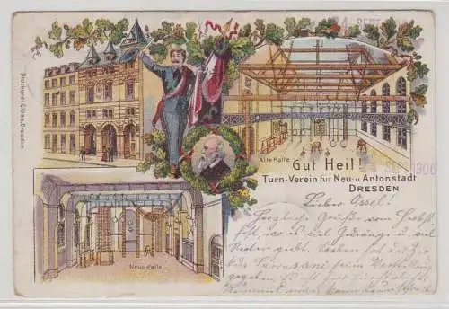 91674 Lithographie AK Turn-Verein für Neu- und Antonstadt Dresden Gut Heil! 1906