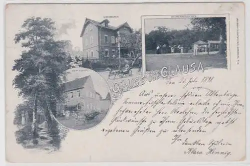 74962 AK Gruss aus Clausa - Restaurant, Logirhaus, Buchenwäldchen 1898