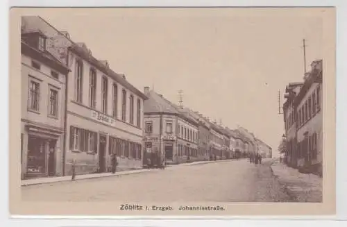 28041 Ak Zöblitz im Erzgebirge Johannisstraße mit Ratskeller um 1920
