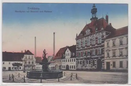 30789 AK Frohburg - Marktplatz mit Brunnen und Rathaus, Kolonialwaren um 1920