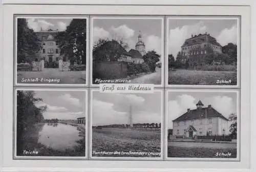 78493 AK Gruss aus Wiederau - Schloß, Schule, Pfarre, Kirche, Teiche, Funkturm