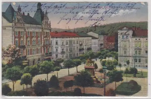 02928 AK Gera - Adelheide-Platz, Kaiser Wilhelm Denkmal mit Hotel Frommater 1922