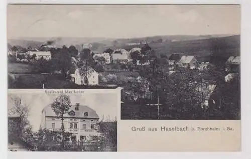 06202 Mehrbild Ak Gruß aus Haselbach bei Forchheim in Sachsen Restaurant 1915
