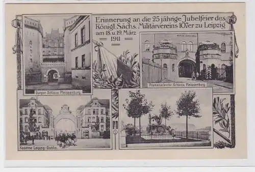 87197 Mehrbild Ak kgl.sächs. Militärverein 107er zu Leipzig 1907