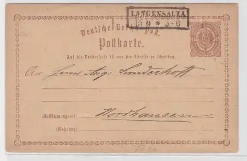 97224 DR Ganzsachen Postkarte Plattenfehler P1/A11 Langensalza - Nordhausen 1874