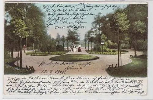 93078 AK Zwickau - Parkanlage mit Spaziergängern 1903
