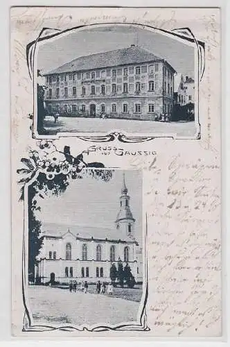 41231 Mehrbild Ak Gruß aus Gaussig Gasthof und Kirche 1904