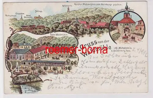85255 Ak Lithographie Gruss von der Waldmühle bei Blankenburg 1897