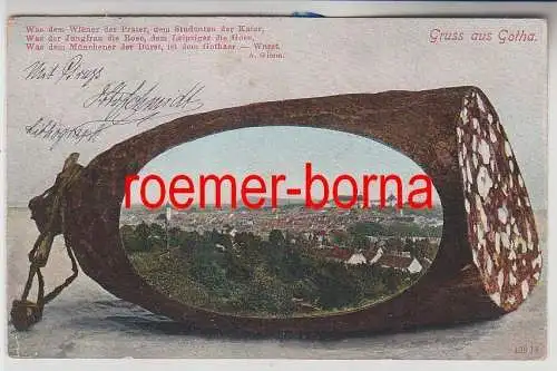 54857 Ak Gruss aus Gotha mit Blutwurst und Reim 1906