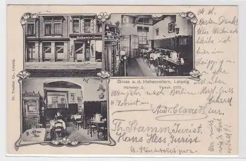 95541 Mehrbild Ak Gruß aus Leipzig Restaurant Hohenzollern Härtelstraße 2, 1902