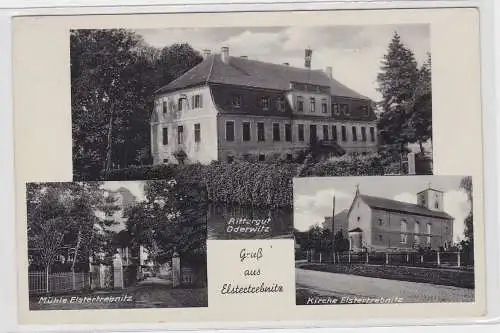 95973 Mehrbild Ak Gruß aus Elstertrebnitz Rittergut, Mühle, Kirche usw. um 1930