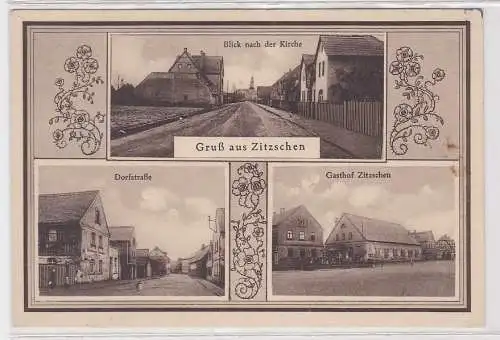 30024 Mehrbild Ak Gruß aus Zitzschen Gasthof, Dorfstraße usw. um 1920