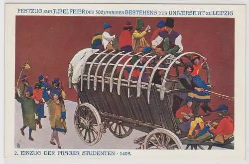 37137 Künstler Ak Festzug vom 500jährigen Jubiläum der Universität Leipzig 1909