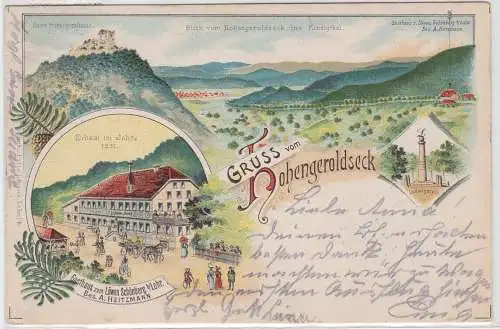 46545 Lithographie Ak Gruss vom Hohengeroldseck Gasthaus z. Löwen Schönberg 1904
