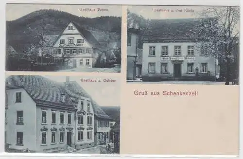 16222 Mehrbild Ak Gruss aus Schenkenzell - Gasthaus Sonne, z. drei König um 1920
