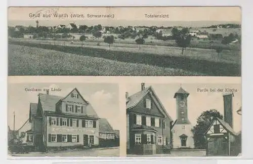 02768 Mehrbild Ak Gruss aus Warth - Totalansicht, Gasthaus zur Linde, Kirche