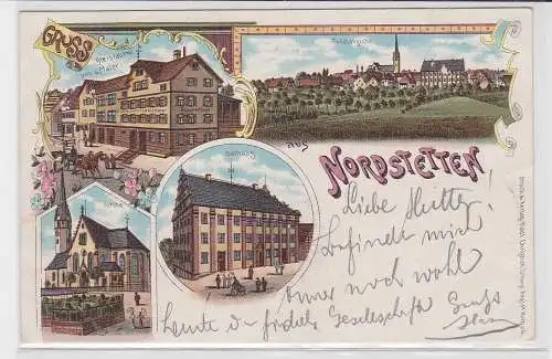 17310 Ak Lithographie Gruß aus Nordstetten Bierbrauerei usw. 1904