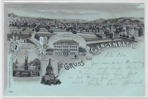 59768 Lithographie Ak Gruss aus Gengenbach - Marktbrunnen, Rathaus, usw. um 1900