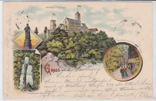 73483 Ak Lithographie Gruß aus von der Wartburg Eisenach 1899