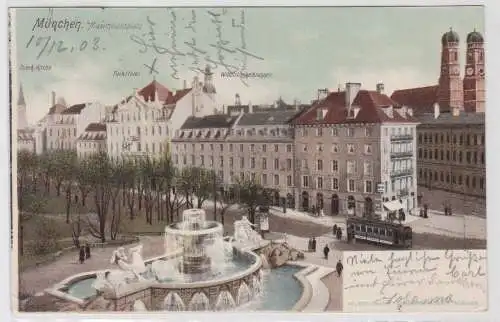 95277 Heliocolor Ak München - Maximiliansplatz, Park-Hotel, Wittelsbacherbrunnen